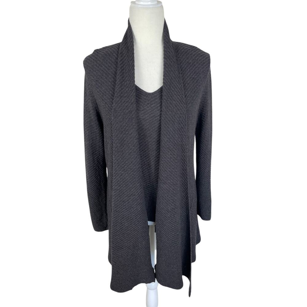 Eileen Fisher Wool Open Front Cardigan Tank Set Taupe Sz Small Minimalist Modern